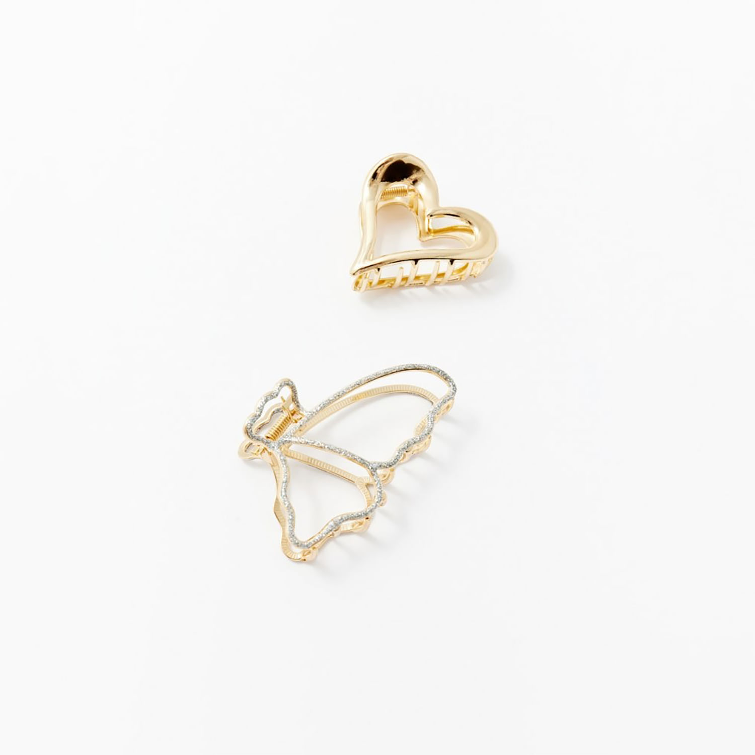 Set Mujer Sfera 2 Pinzas Mariposa Corazón Plomo