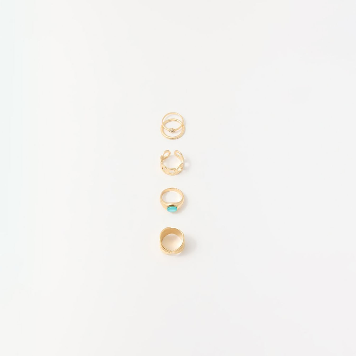 Set Mujer Sfera 4 Anillos Filigrana Oro