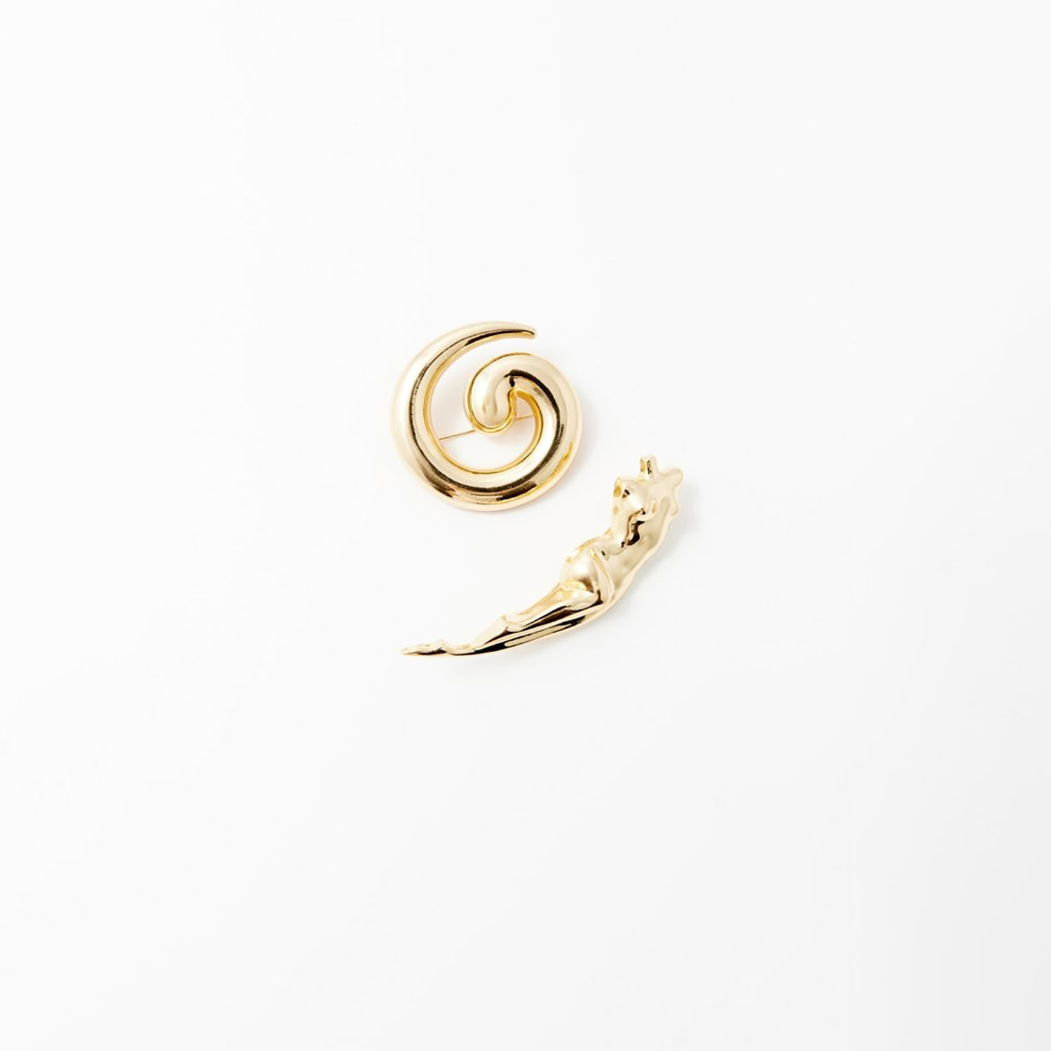 Set Mujer Sfera 2 Broches Artísticos Oro