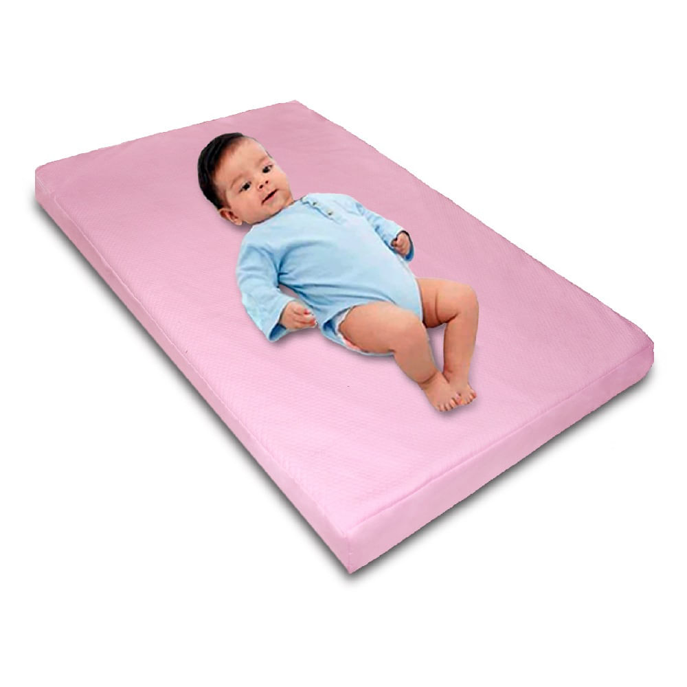 Colchón Topper Cuna Bebé Memory Foam Impermeable Rosado Teraflex