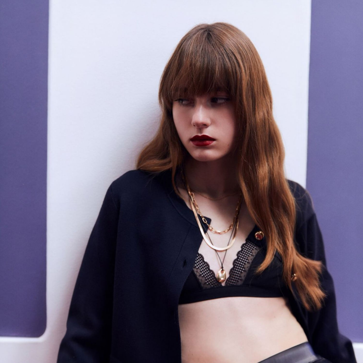 Collar Mujer Sfera Cadena Beads Azules Oro