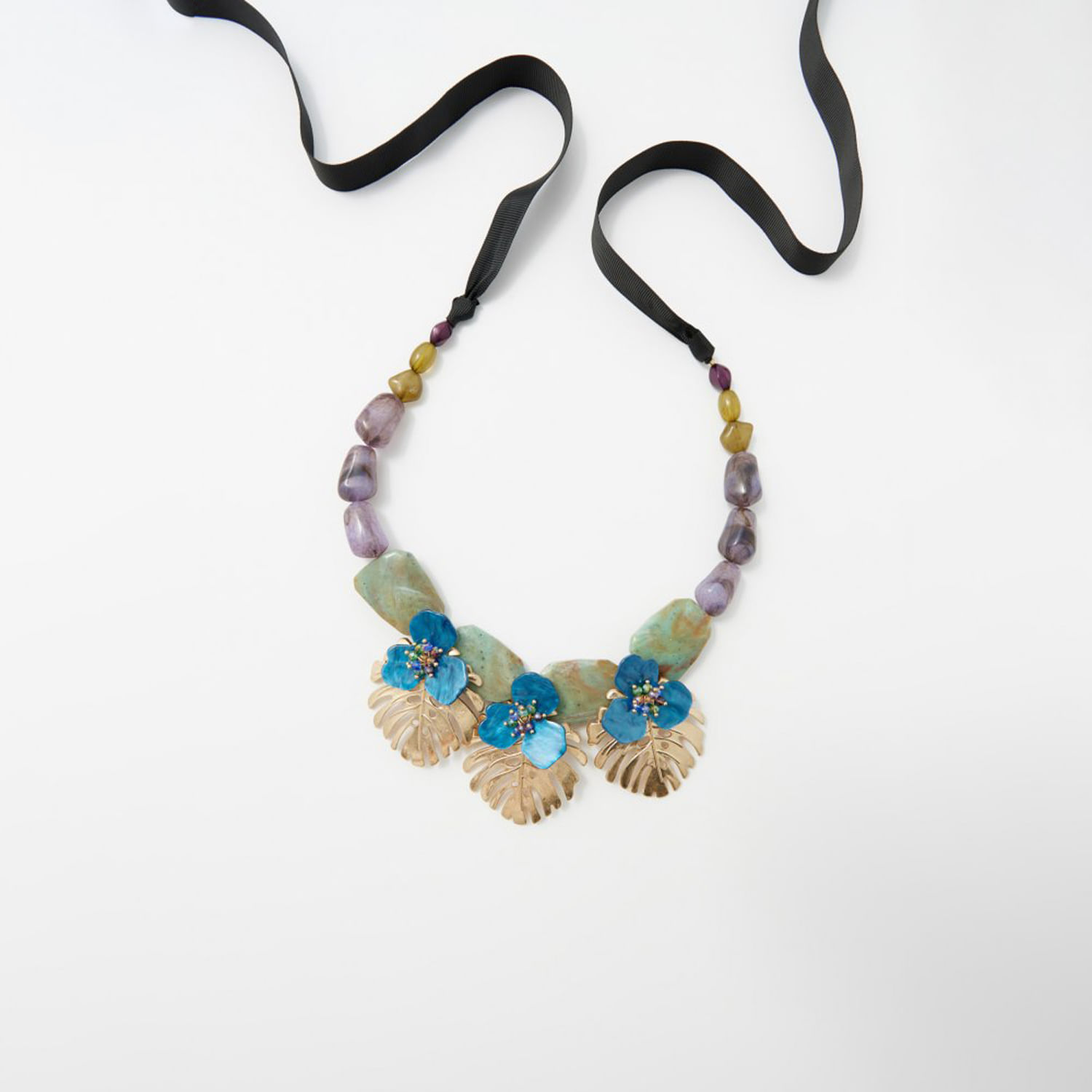 Collar Mujer Sfera Trenza Cadena Metal Multicolor