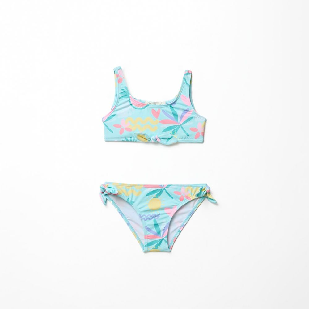 Ropa De Baño Niña Sfera Culetín Flores Azul Oechsle