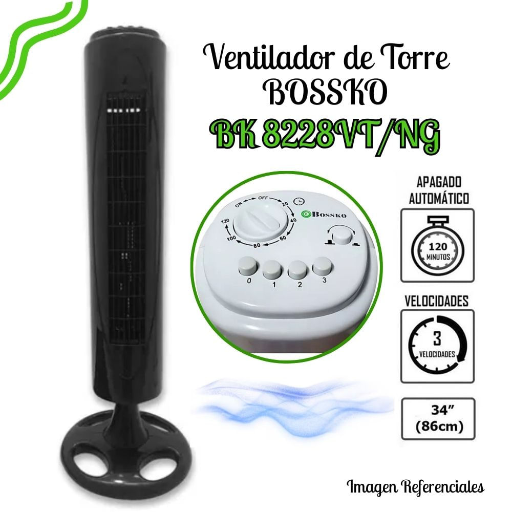 Ventilador de Torre Bossko BK-8228VT/NG NEGRO