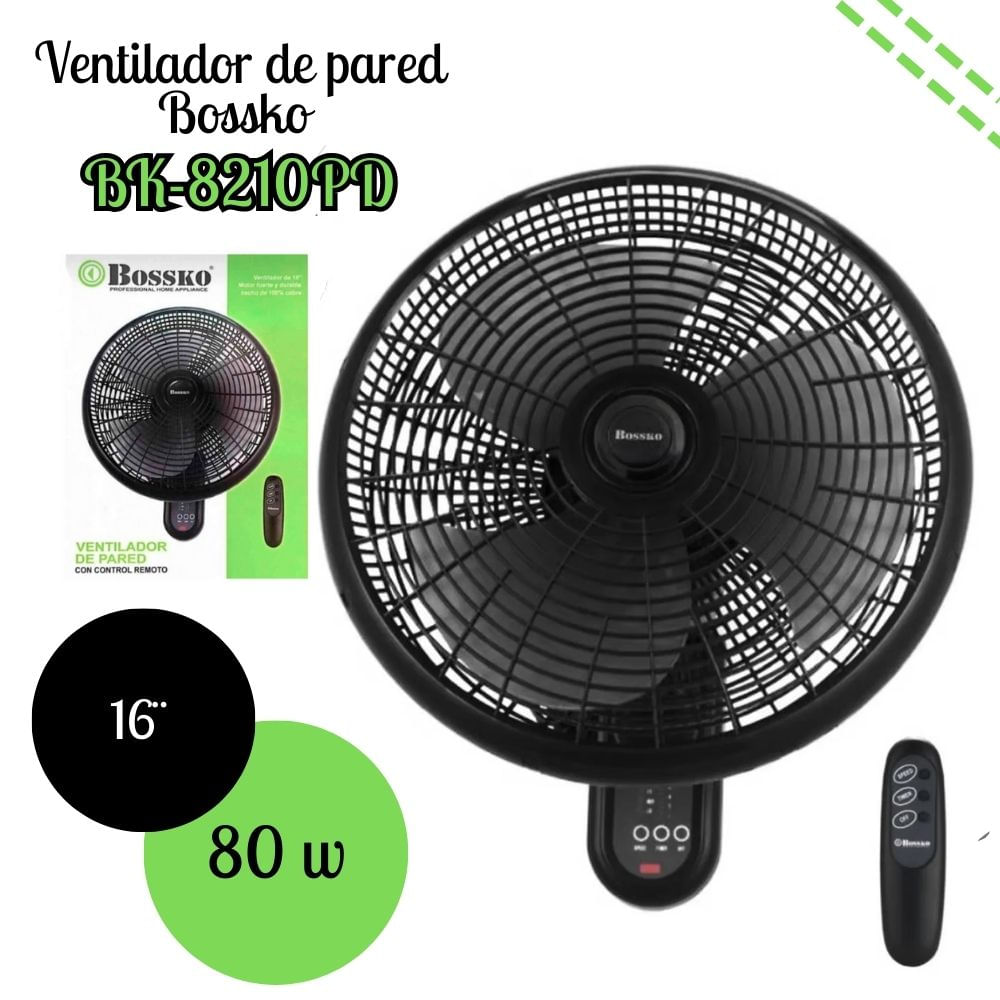 Ventilador De Pared Bossko 16""  con Control Remoto  BK-8210/PD