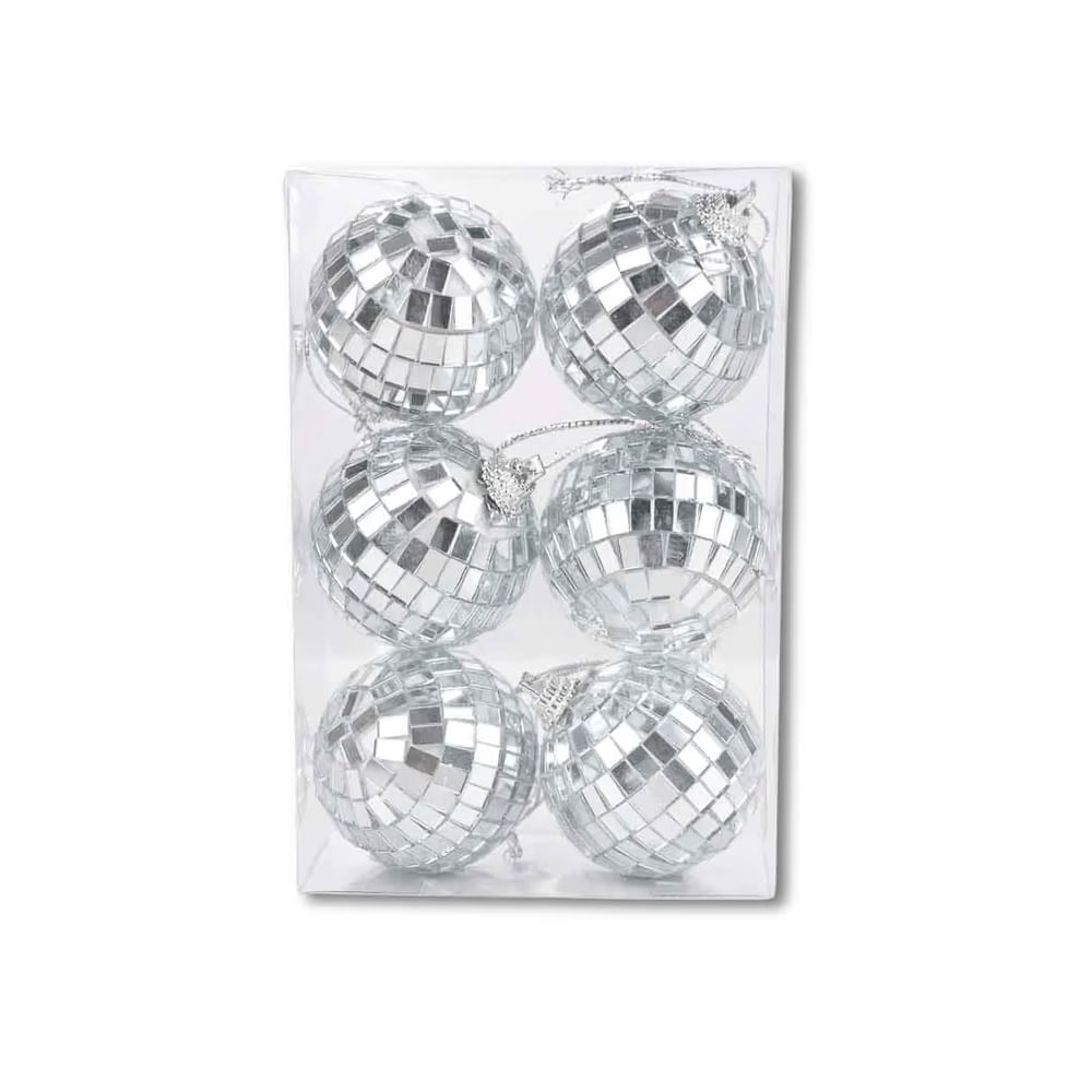 NAVIDAD Esferas reflectivas Plateadas Set 6 pcs
