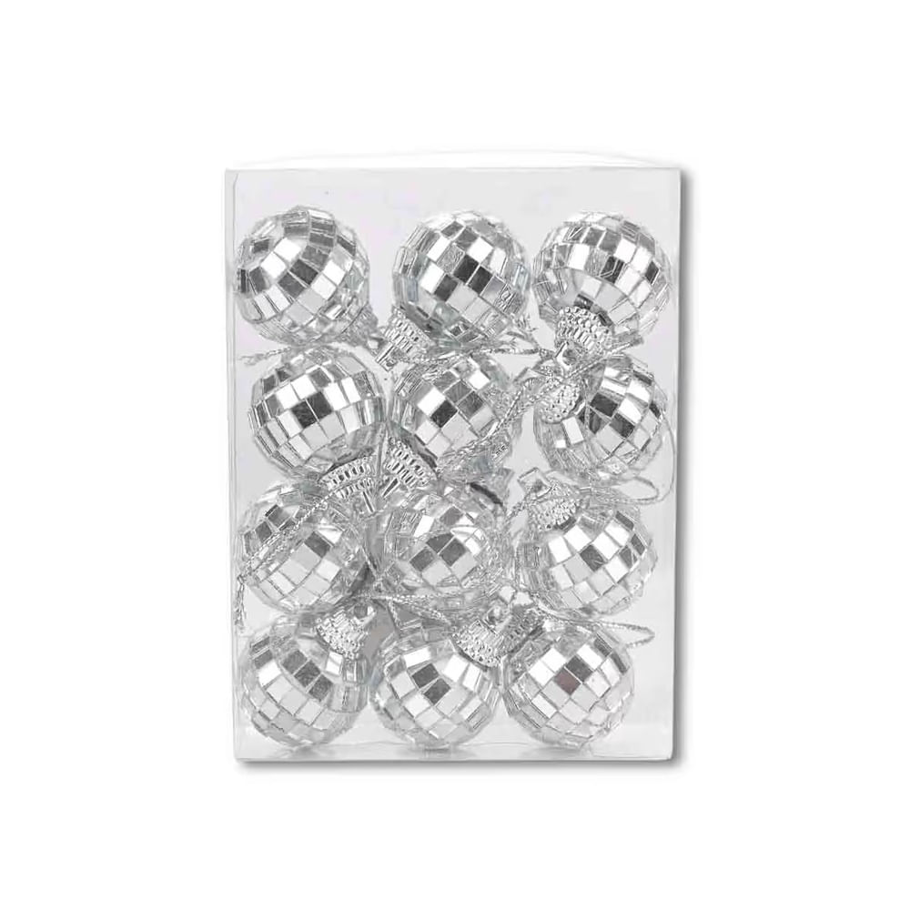 NAVIDAD Esferas reflectivas plateadas set 12 pcs