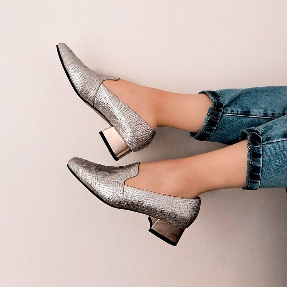 MOCASINES DE CUERO IRISABA PARA MUJER ANTONIA PLATEADO 40 Plateado