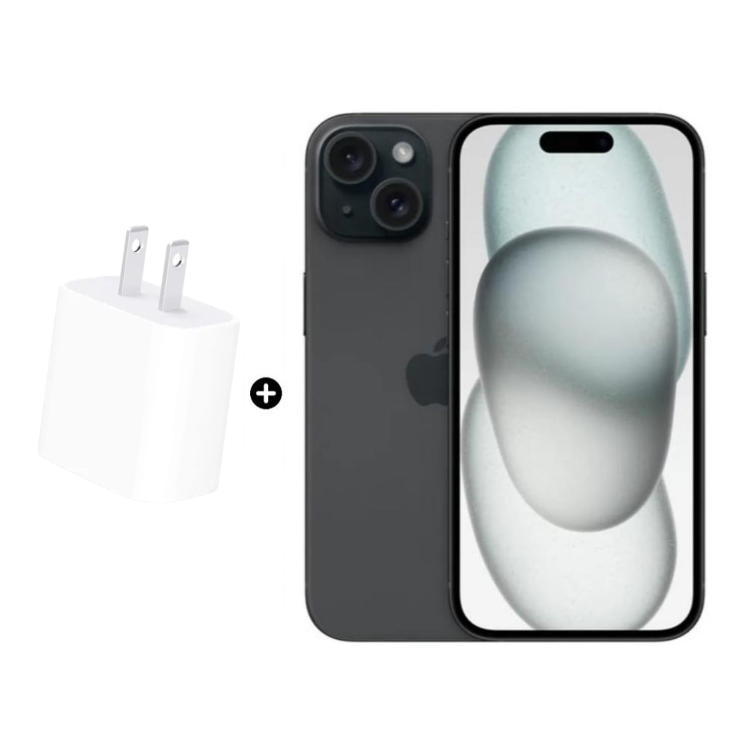Apple iPhone 15 128GB - Negro 5G + Cubo Cargador 20w