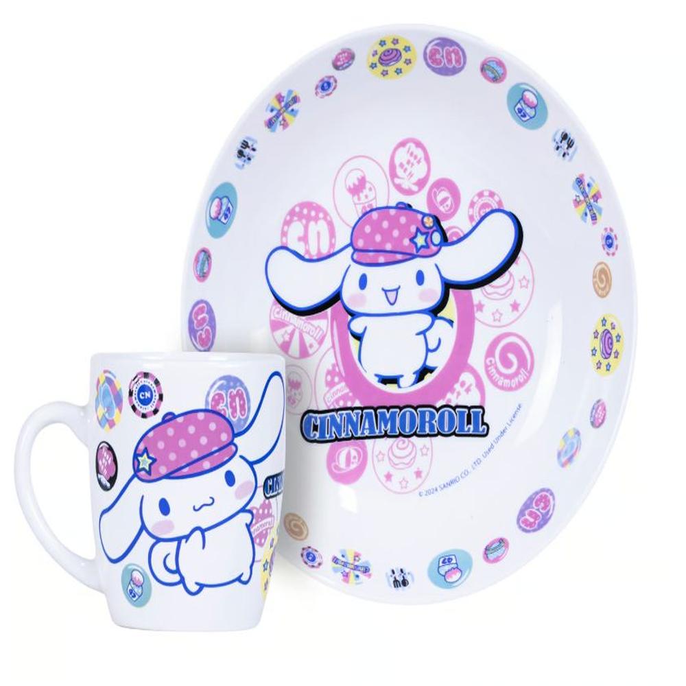 Set 2 Piezas Taza y Plato Cerámica Cinnamoroll Sanrio