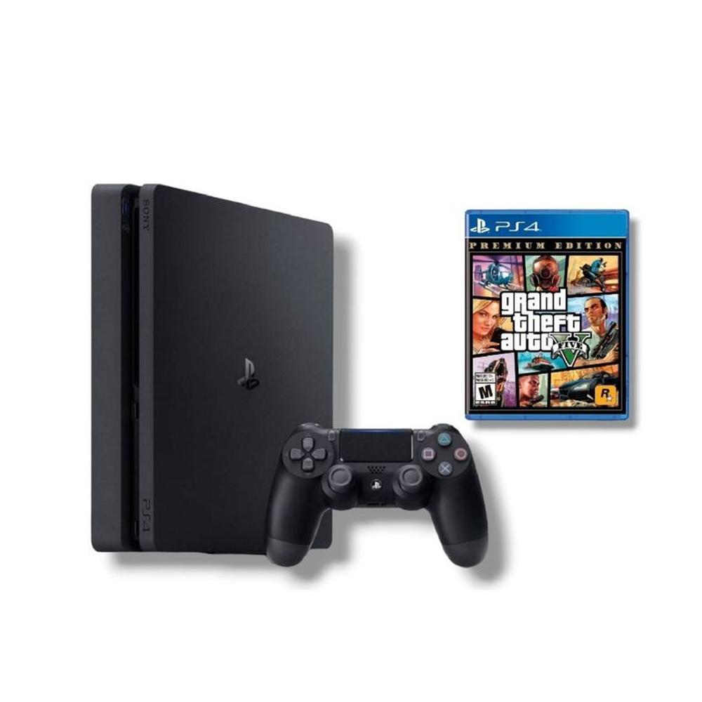 Consola playstation 4 Slim 500GB NEGRO+juego GTAV Reacondicionada