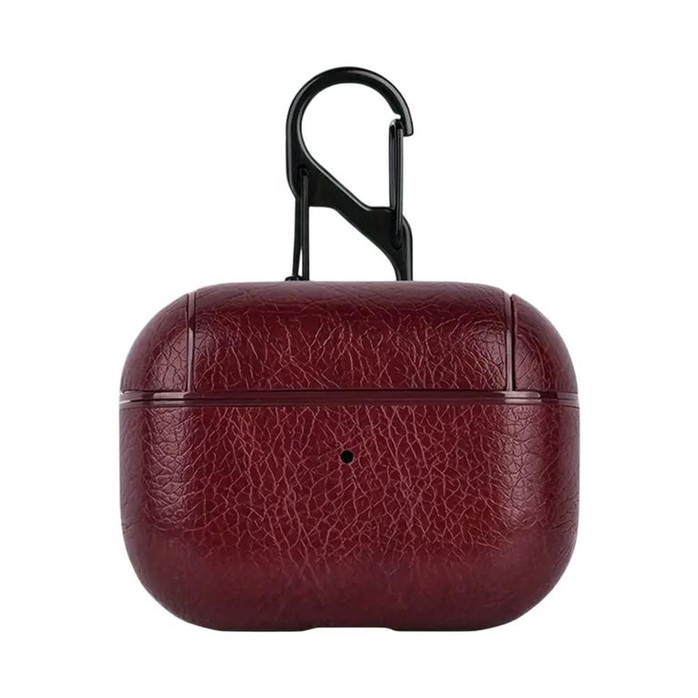 Funda de auriculares de cuero sintético vino para Airpods Pro