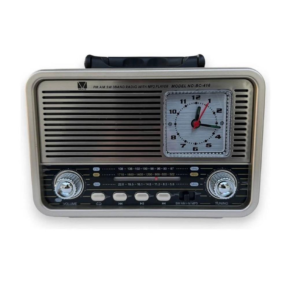 Radio Portatil AM FM Reloj Vintage Parlante Bluetooth