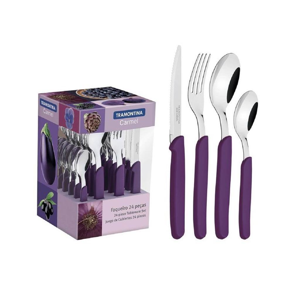 SET Cubiertos TRAMONTINA MORADO x24 PZ ACEINOX
