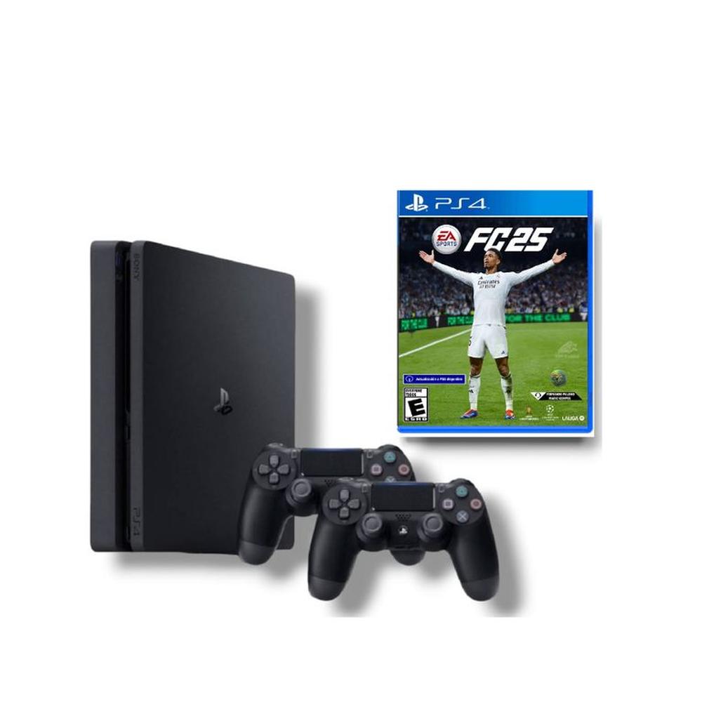 Consola PS4 Slim 1TB Negro + 2 Mandos + Sports FC 25 Reacondicionada.