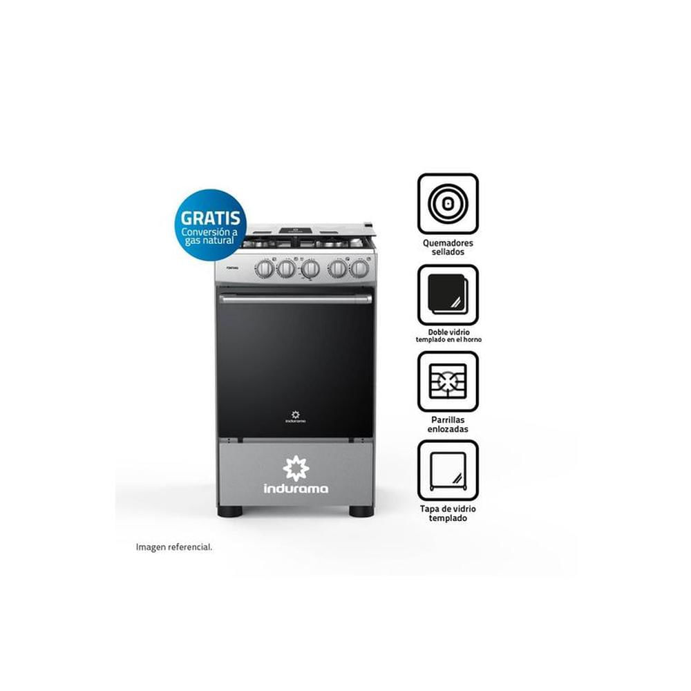 Cocina Indurama Fontana 4 Hornillas Gris