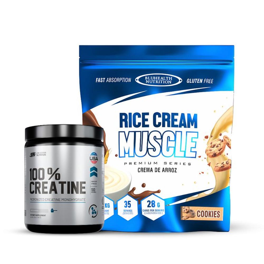 Crema de arroz 1.2 kg Bluhealth Nutrition Cookie and cream + Creatina Universe nutrition 250 g