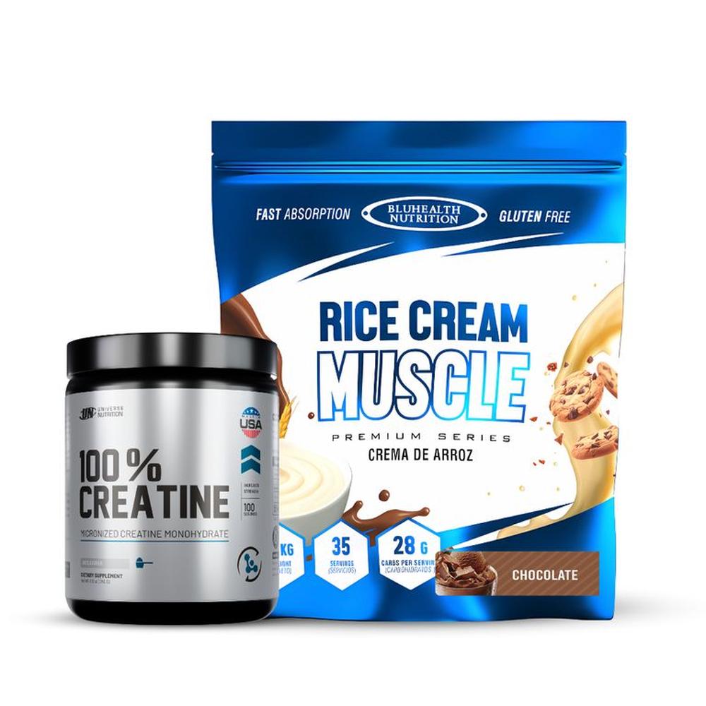 Crema de arroz 1.2 kg Bluhealth Nutrition chocolate+ Creatina Universe nutrition 250 g