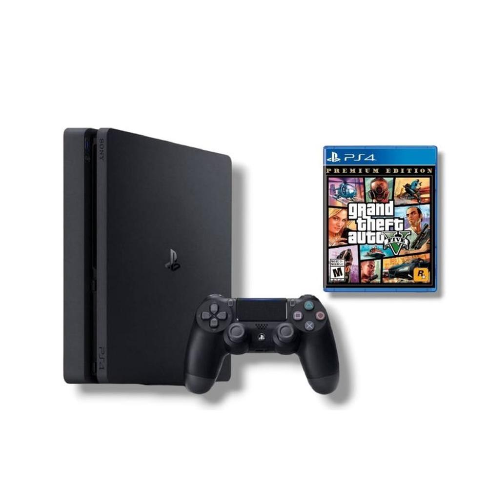 Consola PS4 Slim 1TB Negro +GTAV  Reacondicionada