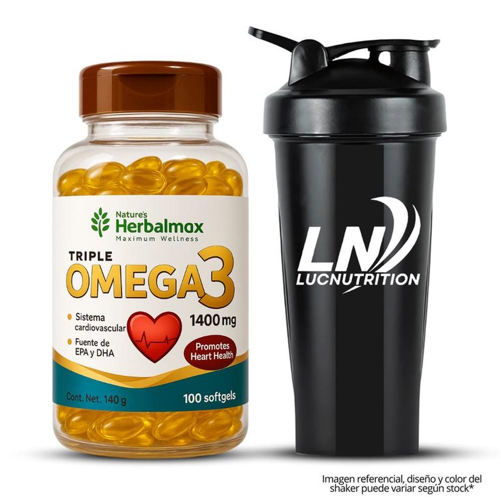 Omega 3 Herbalmax 1400 mg - 100 capsulas + Shaker