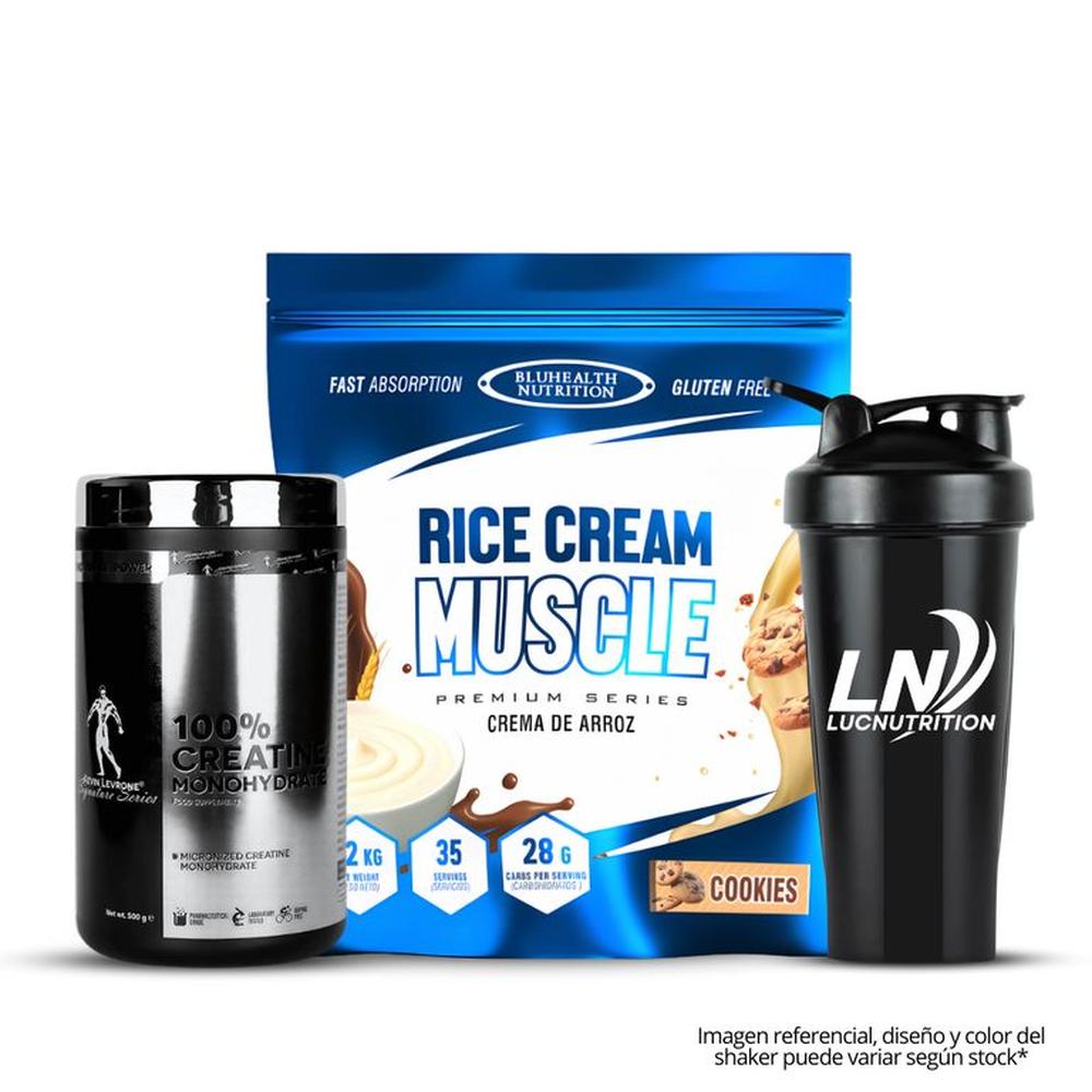 Crema de arroz 1.2 kg Bluhealth Nutrition Cookie and cream + Creatina kevin levrone 500 g