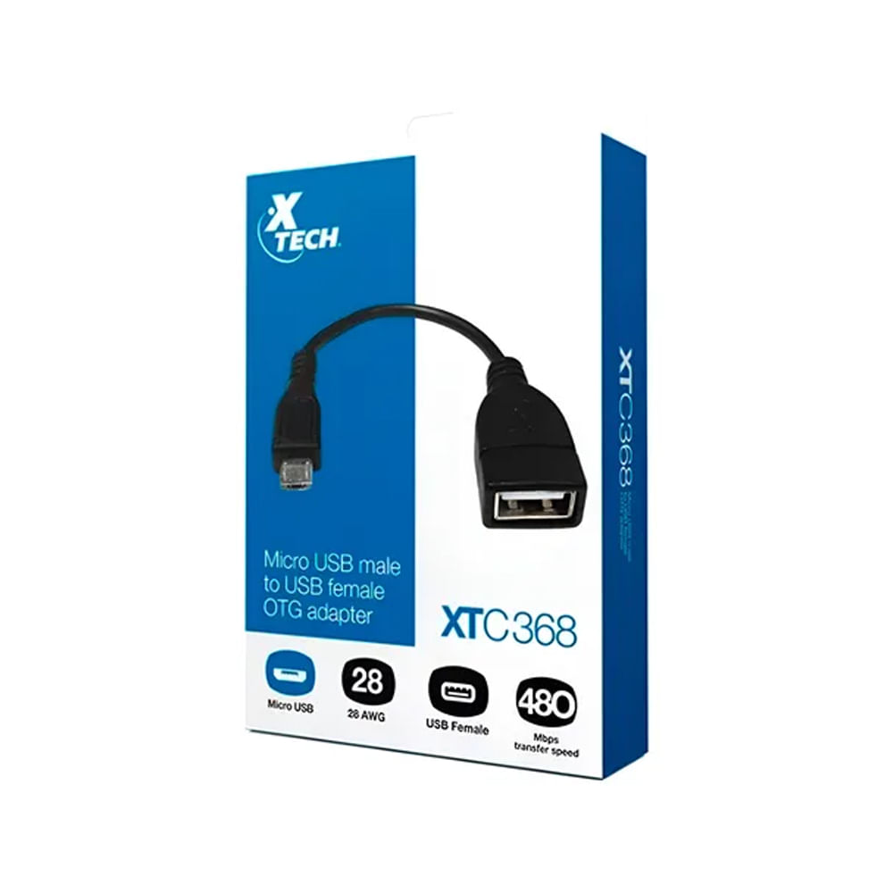 Cable USB Micro-USB y USB Tipo B Xtech XTC-368, 5 pines, negro, carga rápida y transferencia de dat