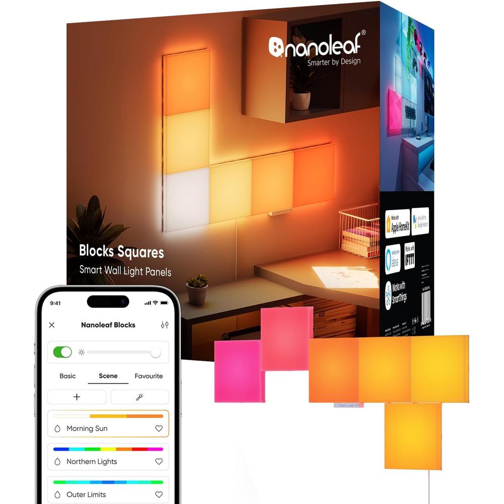 Nanoleaf Blocks Paneles LED de Pared Inteligentes RGBW WiFi 6-Pack