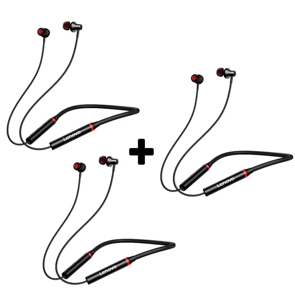 Audífonos inalámbricos Lenovo HE05X Combo x3 Negro Bluetooth 5.0