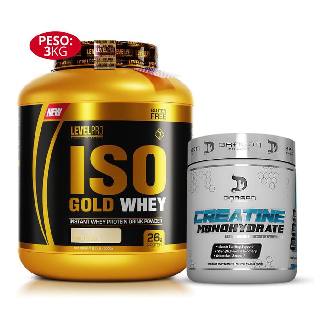 Iso Gold Whey 3 kg vainilla + Creatina Dragon Pharma 300 g