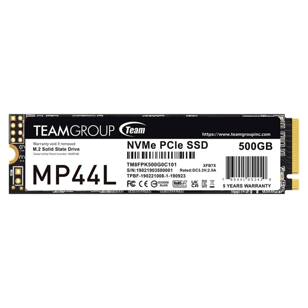 Unidad de estado solido TEAMGROUP MP44L 500GB, M.2, PCI-E 4.0 x4