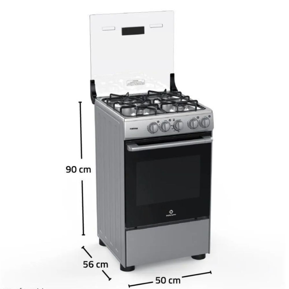 Cocina Indurama Fontana Pie Gas 4 Quemadores Gris