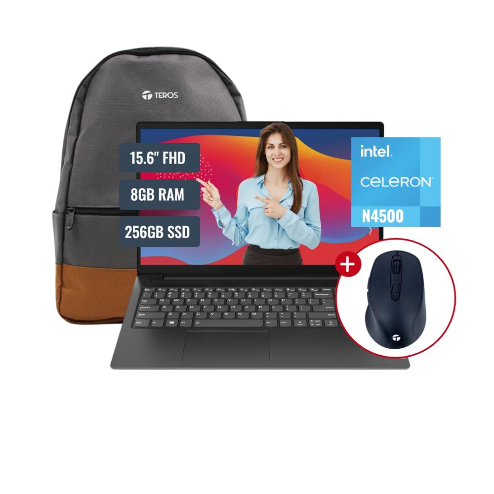 Laptop Lenovo Intel Celeron N4500 8GB RAM 256GB SSD 15.6 FHD FreeDOS + Mochila y Mouse 82QY00SALM