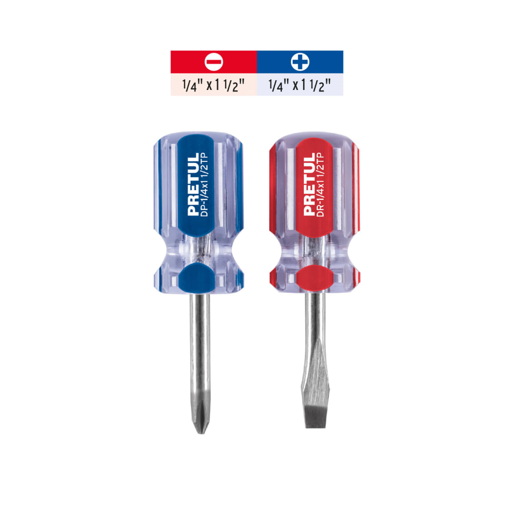 Dúo de Desarmadores 14 x 1-12 Mango de PVC 21379 Pretul