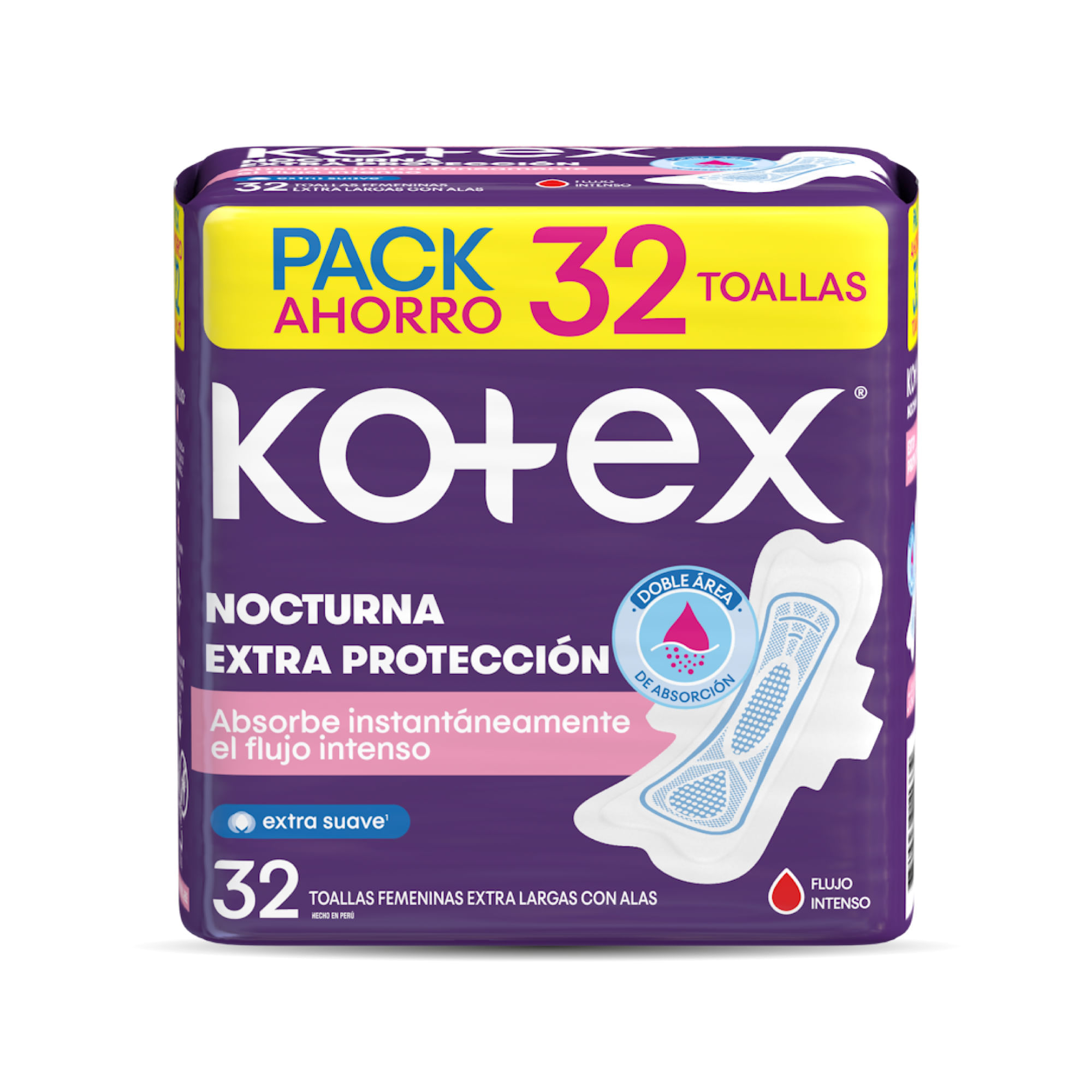 Toallas Higiénicas KOTEX Nocturna Paquete 32un