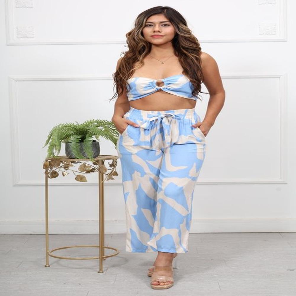 PANTALON PALAZZO LINO ESTAMPADO