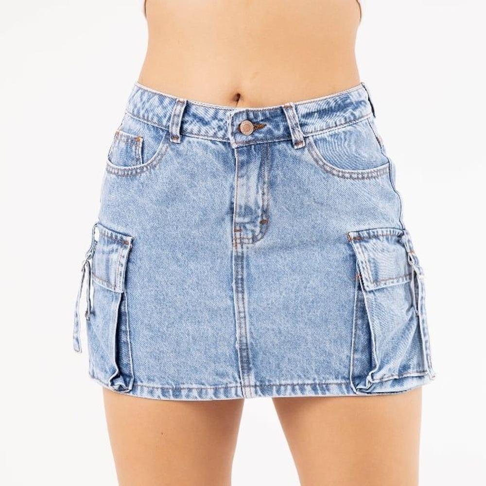 falda short cargo jean para mujer