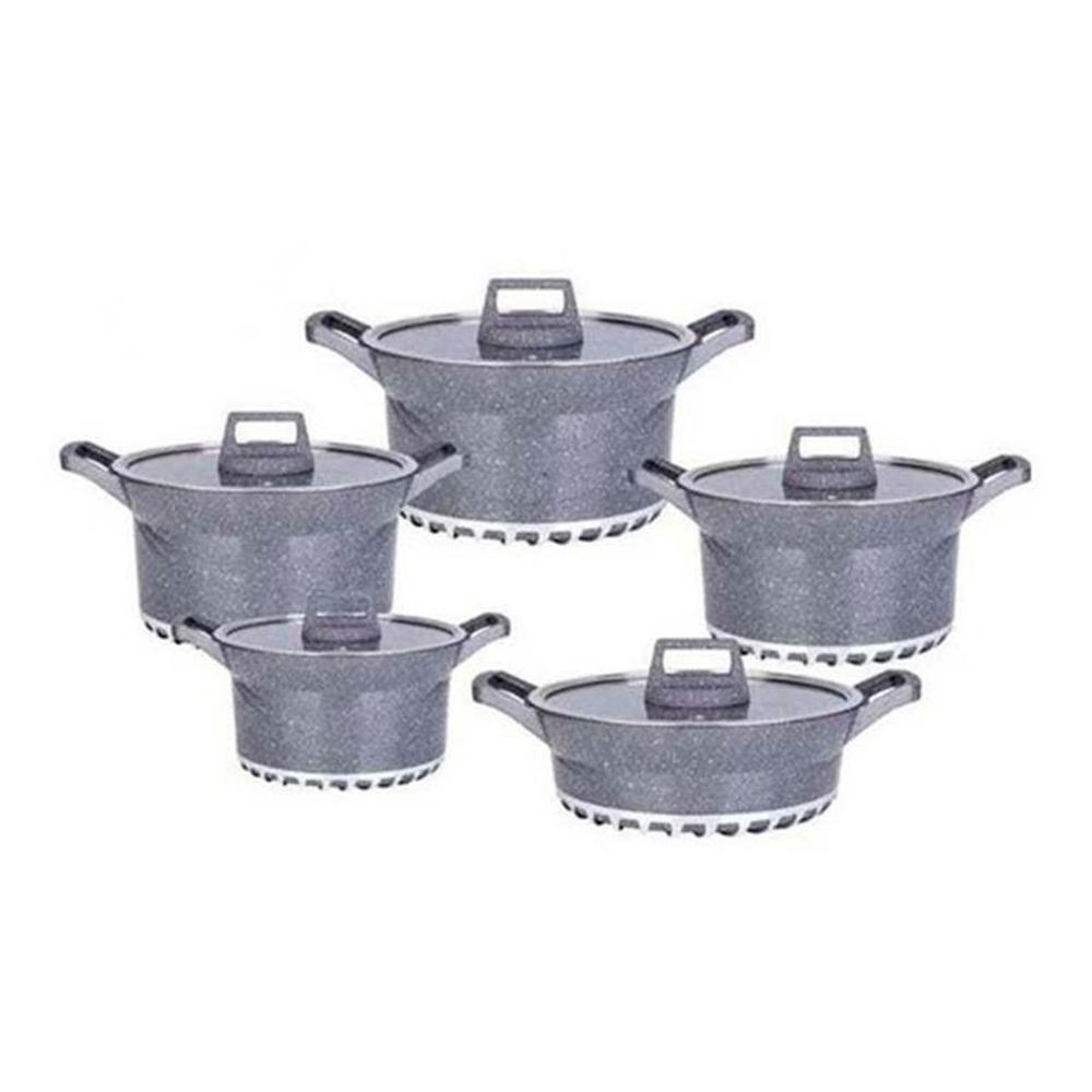 Juego de Ollas de roca volcánica VALESKA vl-let010 10 piezas - plomo