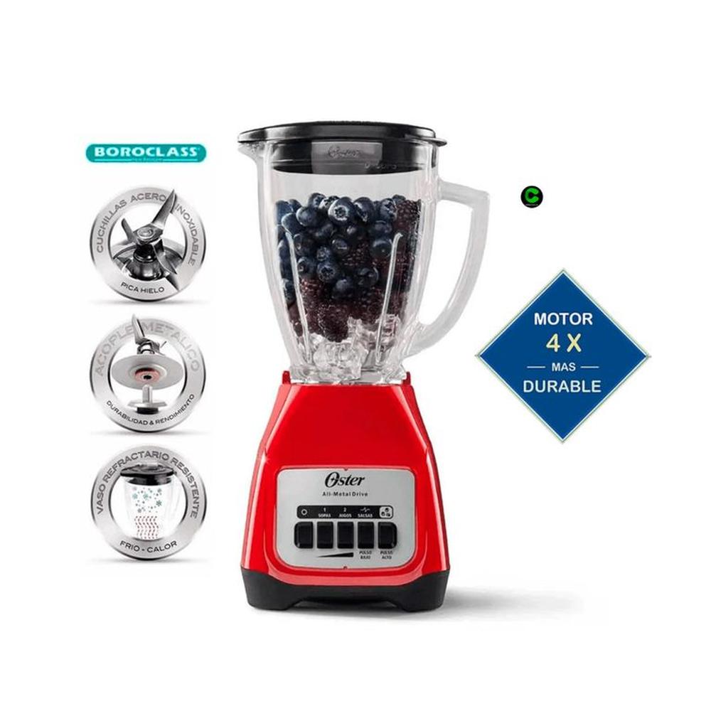 Licuadora Oster 2V+Pulso Vaso de Vidrio BLSTKAGRPB 800W