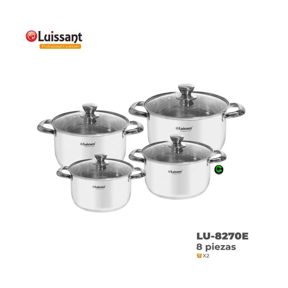 Juego de ollas LUISSANT Acero Inoxidable LU-8270E 08 Pzs