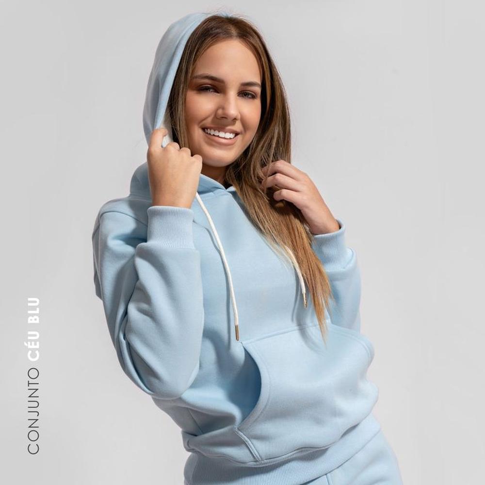 conjunto buzo afranelado polera y jogger celeste para mujer Arcoi