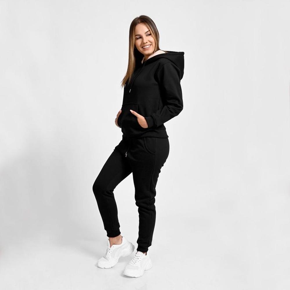 conjunto buzo afranelado polera y jogger para mujer negro Arcoi