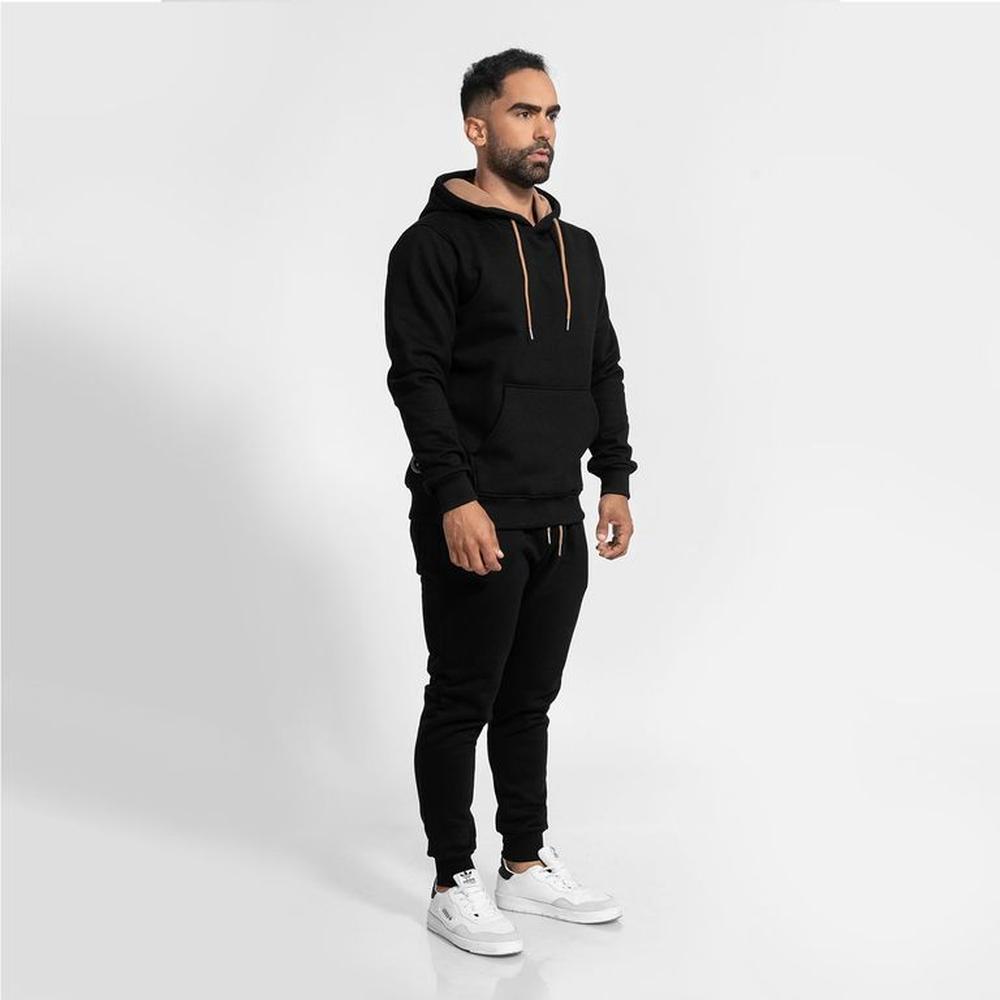 conjunto buzo de algodón polera y jogger para hombre negro Arcoi