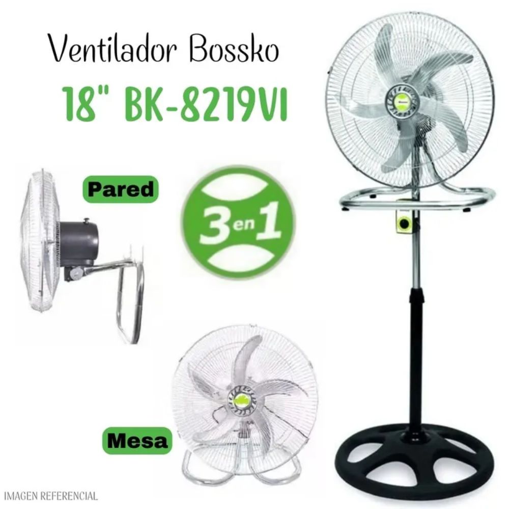 Ventilador Bossko De 5 Aspas 3 En 1 De 18? 200W  BK-8219VI - PLATEADO