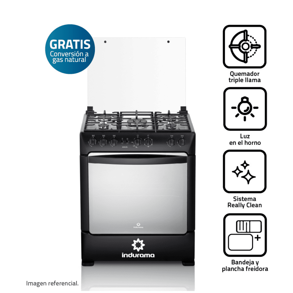 Cocina de Pie a Gas Indurama Borgoña Zafiro 5 Hornillas