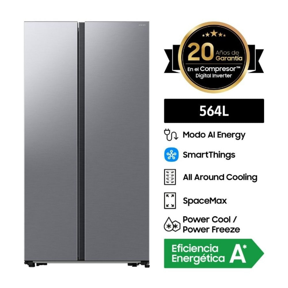 Refrigeradora Samsung Sbs Rs57dg4000m9pe 564 litros Gris