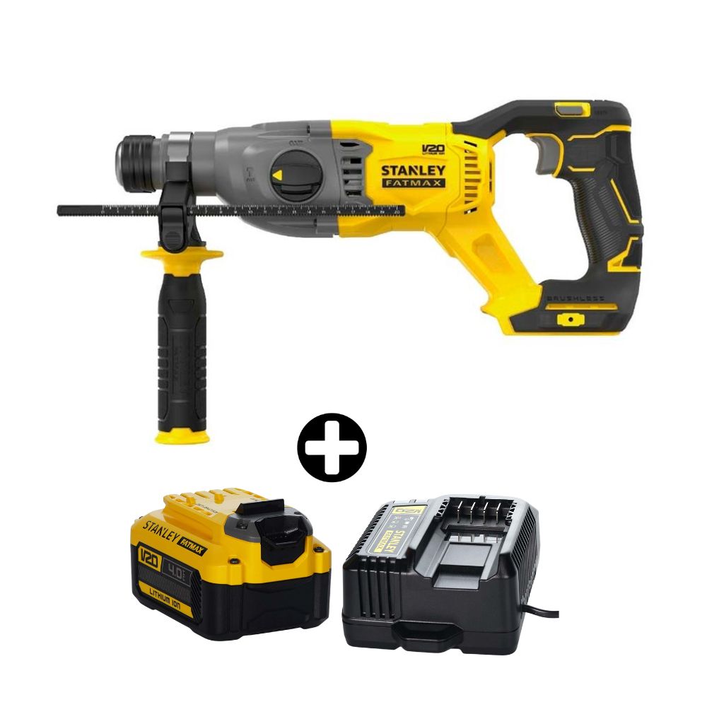 COMBO Stanley: Rotomartillo SDS Plus 20V BRUSHLESS FATMAX SBH900  + Batería 20V 4ah + Cargador