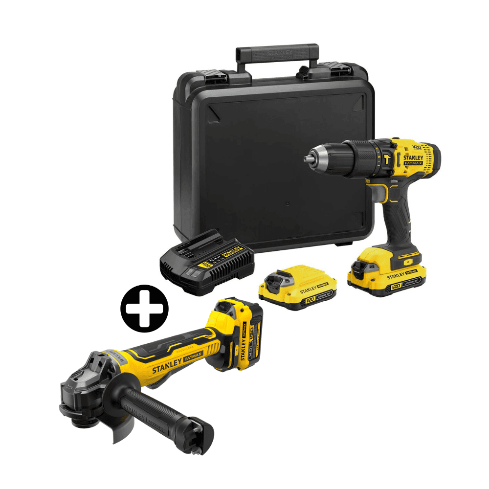 COMBO Taladro percutor 20V Max SCD711C2K-B2 + Amoladora 4-1/2" 20V BRUSHLESS FATMAX SBG700 Stanley