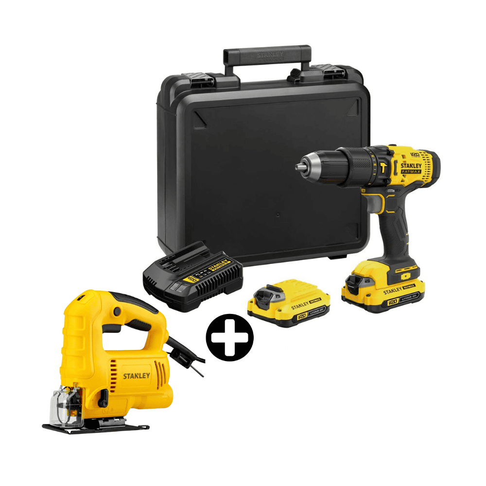 COMBO Taladro percutor 20V Max SCD711C2K-B2 + Sierra Caladora 600W SJ60K Stanley
