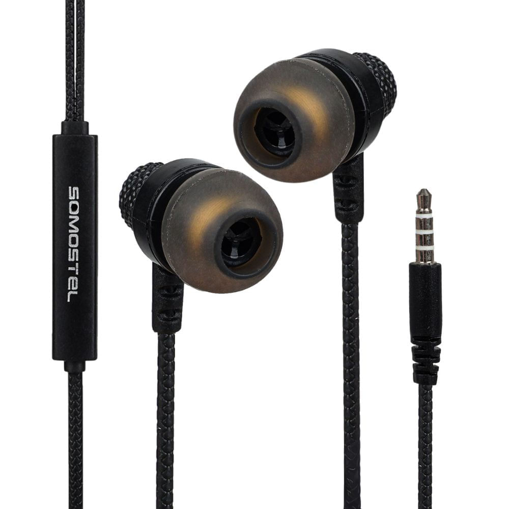 Audífono In Ear Alámbrico Cs10 con Micrófono Negro Somostel