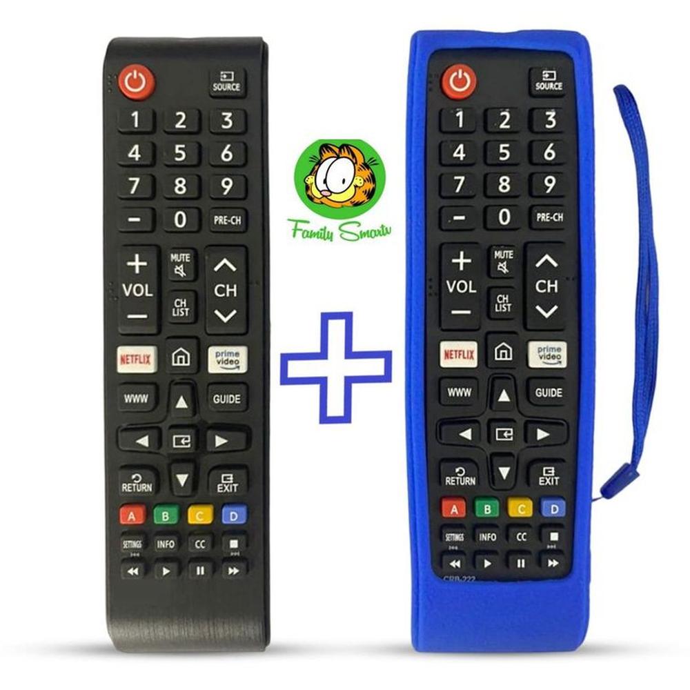 Control Remoto Genérico Para tv Samsung Botón Amazon + Funda Azul